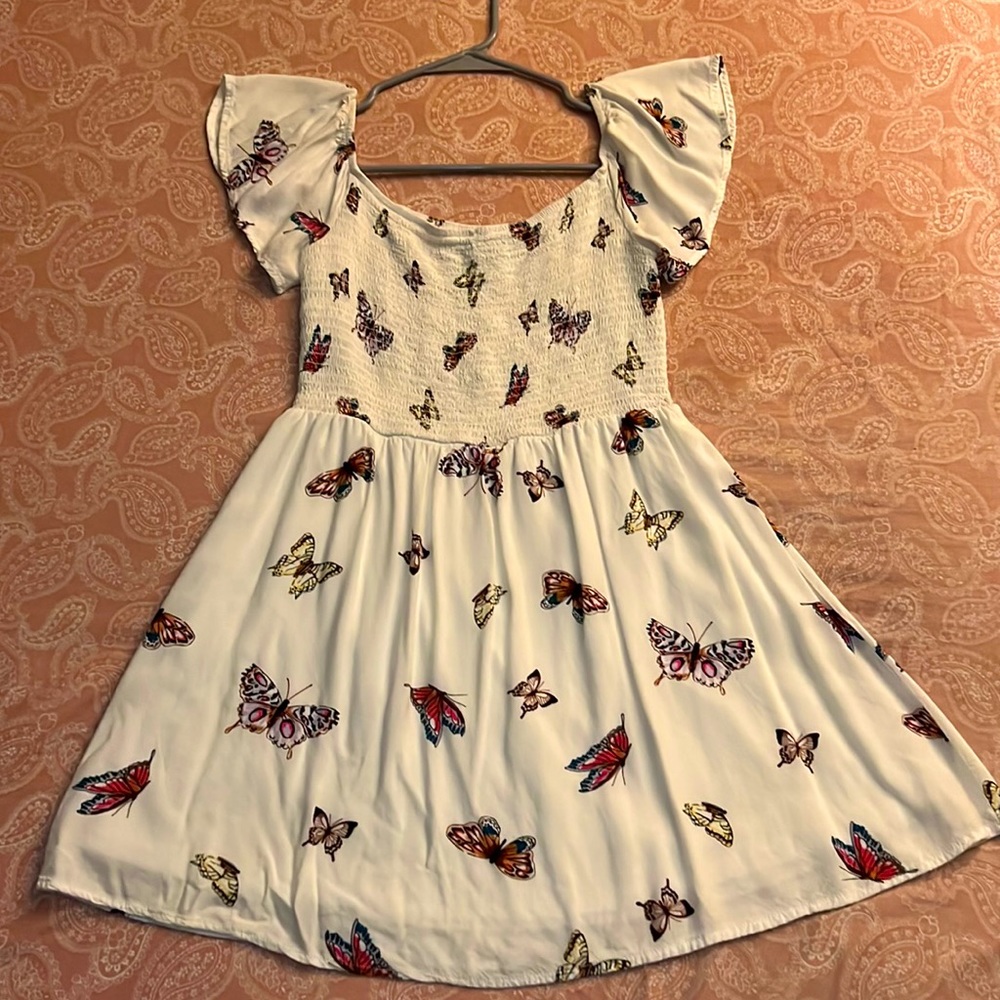 Butterfly Patterned Summer Mini Dress